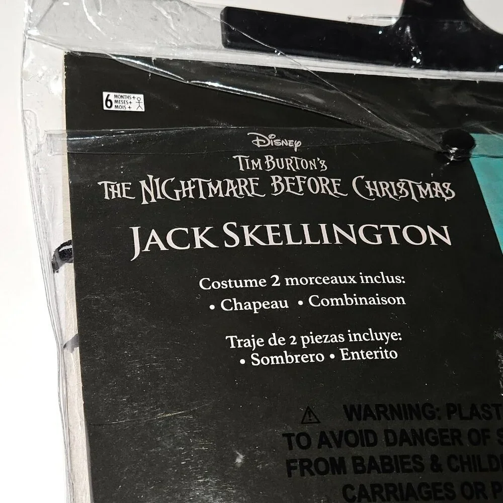 Disney Jack Skellington 2 pc Halloween Costume Baby 6-12 Months Hat Jumpsuit